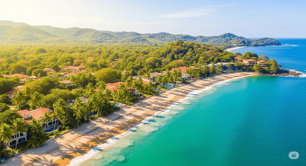 Aerial view of a beach in Costa Rica