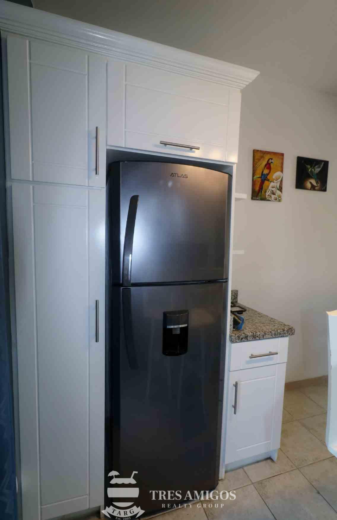 Refrigerator and Wooden Cabinet